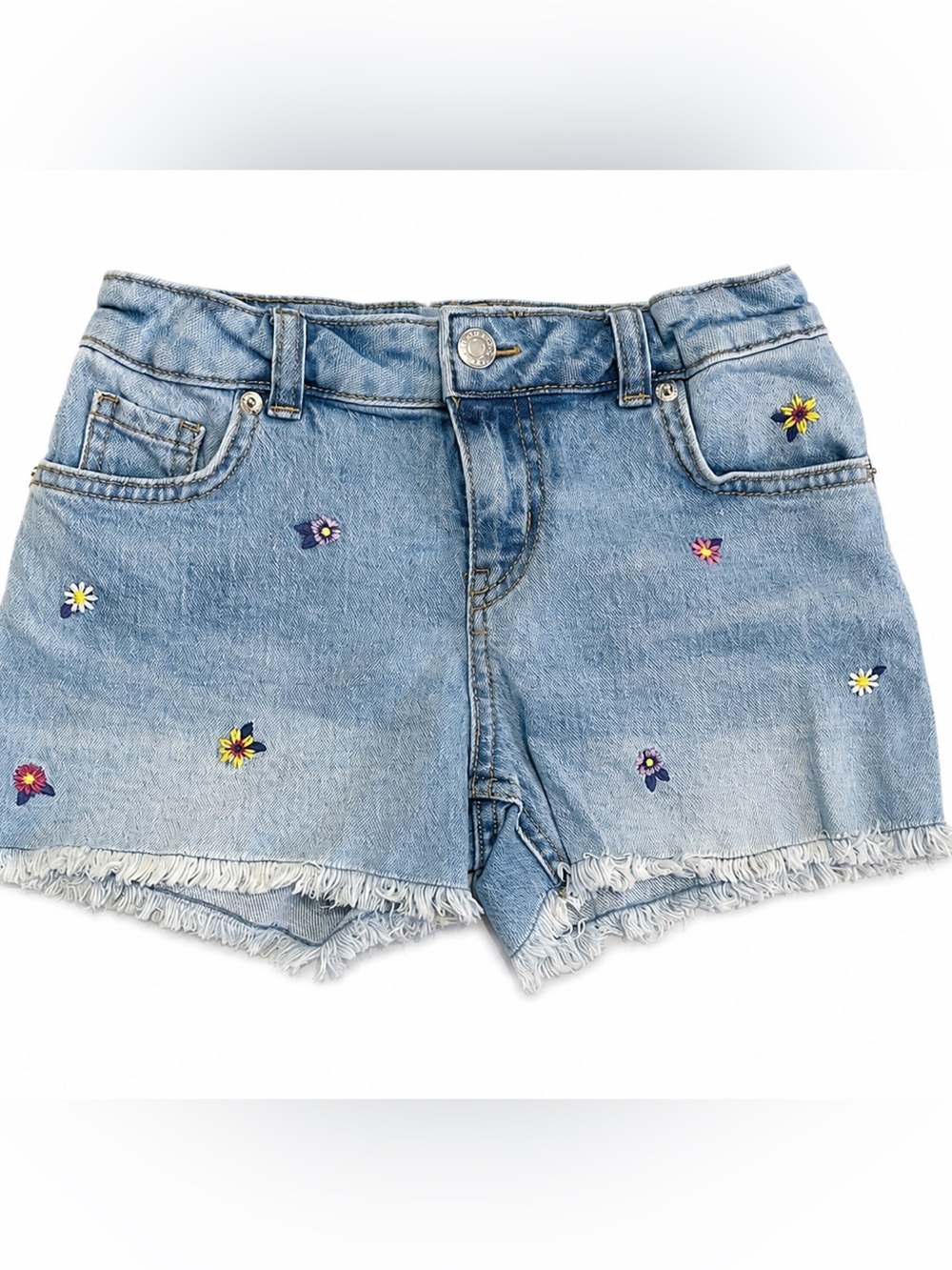 Cat & Jack Light Blue Denim Shorts with Embroidered Flowers